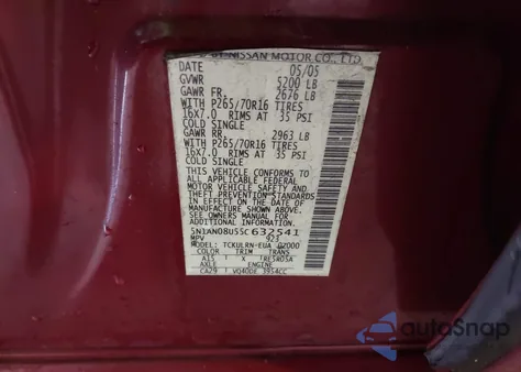 2005 Nissan Xterra S from USA, damaged, VIN 5N1AN08U55C632541